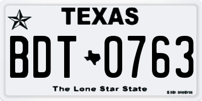 TX license plate BDT0763