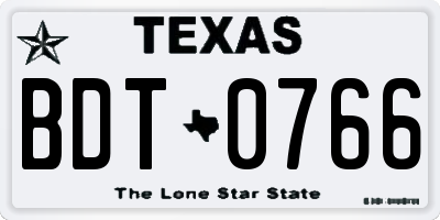 TX license plate BDT0766