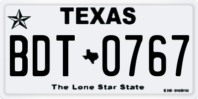 TX license plate BDT0767