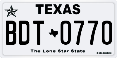 TX license plate BDT0770