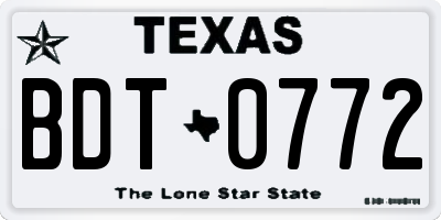 TX license plate BDT0772