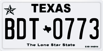 TX license plate BDT0773