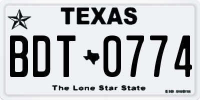 TX license plate BDT0774