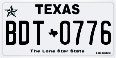 TX license plate BDT0776