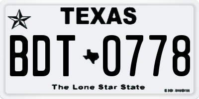 TX license plate BDT0778
