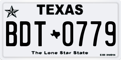 TX license plate BDT0779