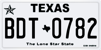 TX license plate BDT0782