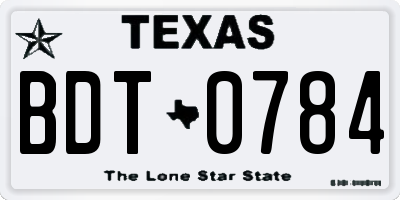 TX license plate BDT0784
