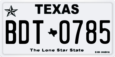 TX license plate BDT0785