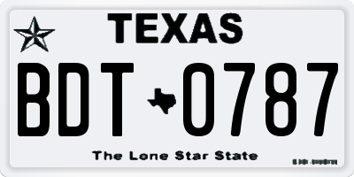 TX license plate BDT0787