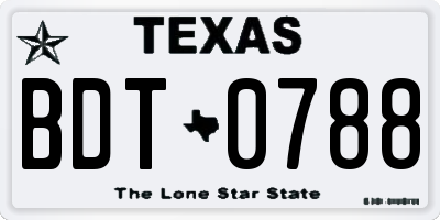 TX license plate BDT0788