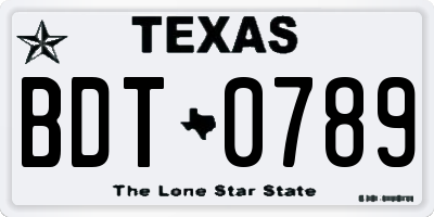 TX license plate BDT0789