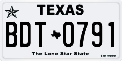 TX license plate BDT0791