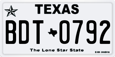 TX license plate BDT0792