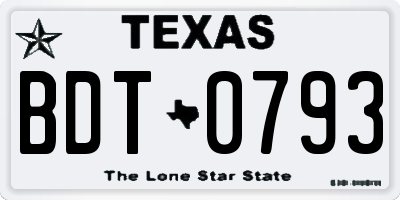 TX license plate BDT0793
