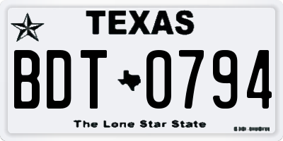 TX license plate BDT0794