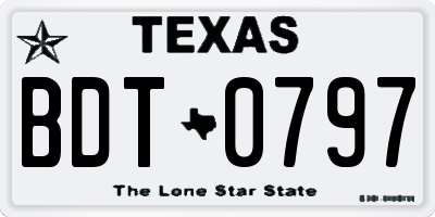 TX license plate BDT0797