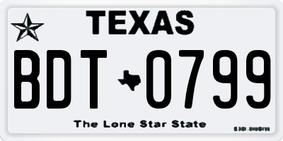 TX license plate BDT0799