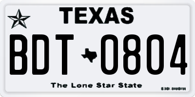 TX license plate BDT0804