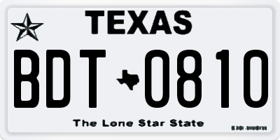 TX license plate BDT0810