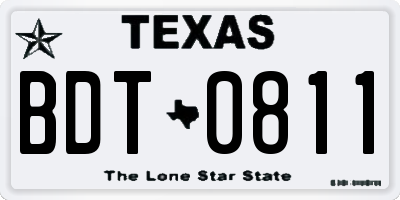 TX license plate BDT0811