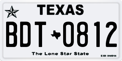 TX license plate BDT0812