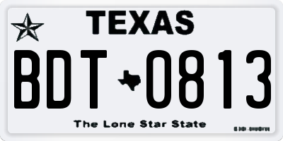 TX license plate BDT0813
