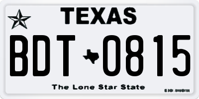 TX license plate BDT0815