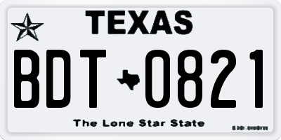 TX license plate BDT0821