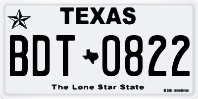TX license plate BDT0822
