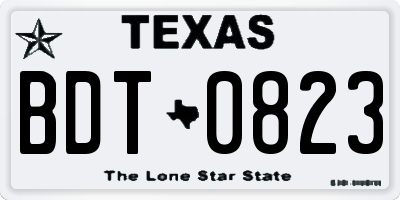 TX license plate BDT0823