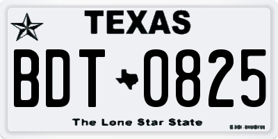 TX license plate BDT0825