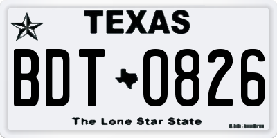 TX license plate BDT0826