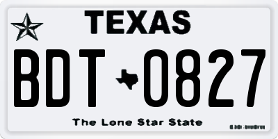 TX license plate BDT0827