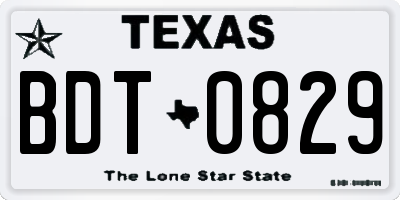 TX license plate BDT0829