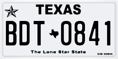 TX license plate BDT0841