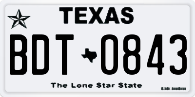 TX license plate BDT0843