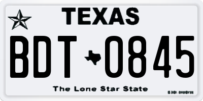 TX license plate BDT0845