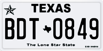TX license plate BDT0849
