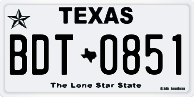 TX license plate BDT0851