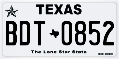 TX license plate BDT0852