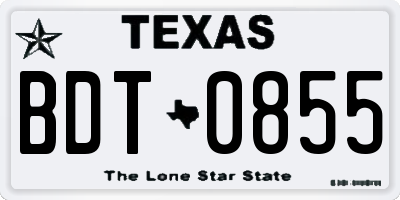 TX license plate BDT0855