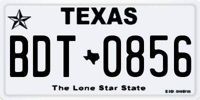 TX license plate BDT0856
