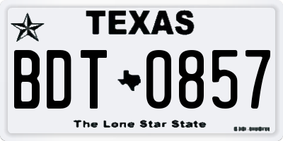 TX license plate BDT0857