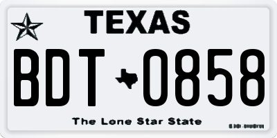 TX license plate BDT0858