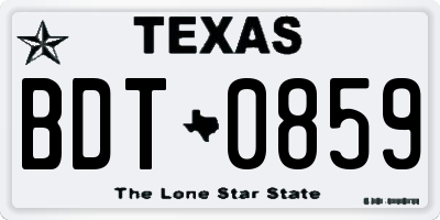 TX license plate BDT0859