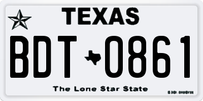 TX license plate BDT0861