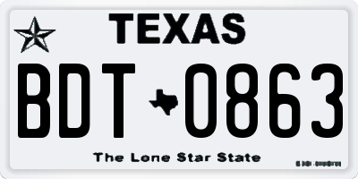 TX license plate BDT0863
