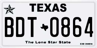 TX license plate BDT0864