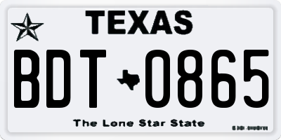 TX license plate BDT0865